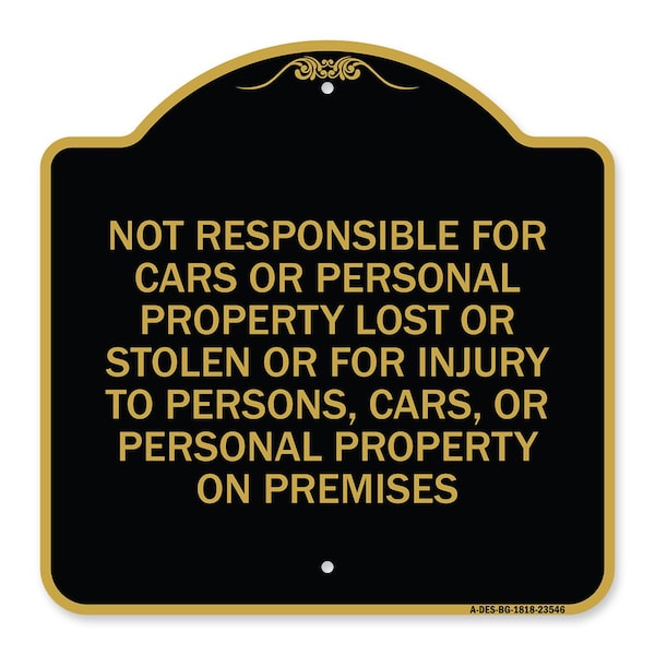 Not Responsible for Cars or Personal Property Lost or Stolen or for Injury to Persons, BG-1818-23546